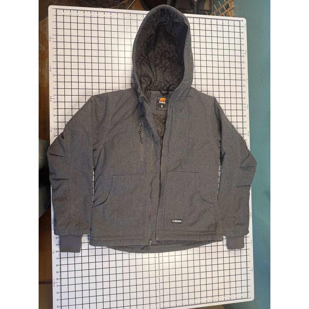 Berne Women's Insulated Softshell Work Jacket Small Gray Hooded Quilted Lined